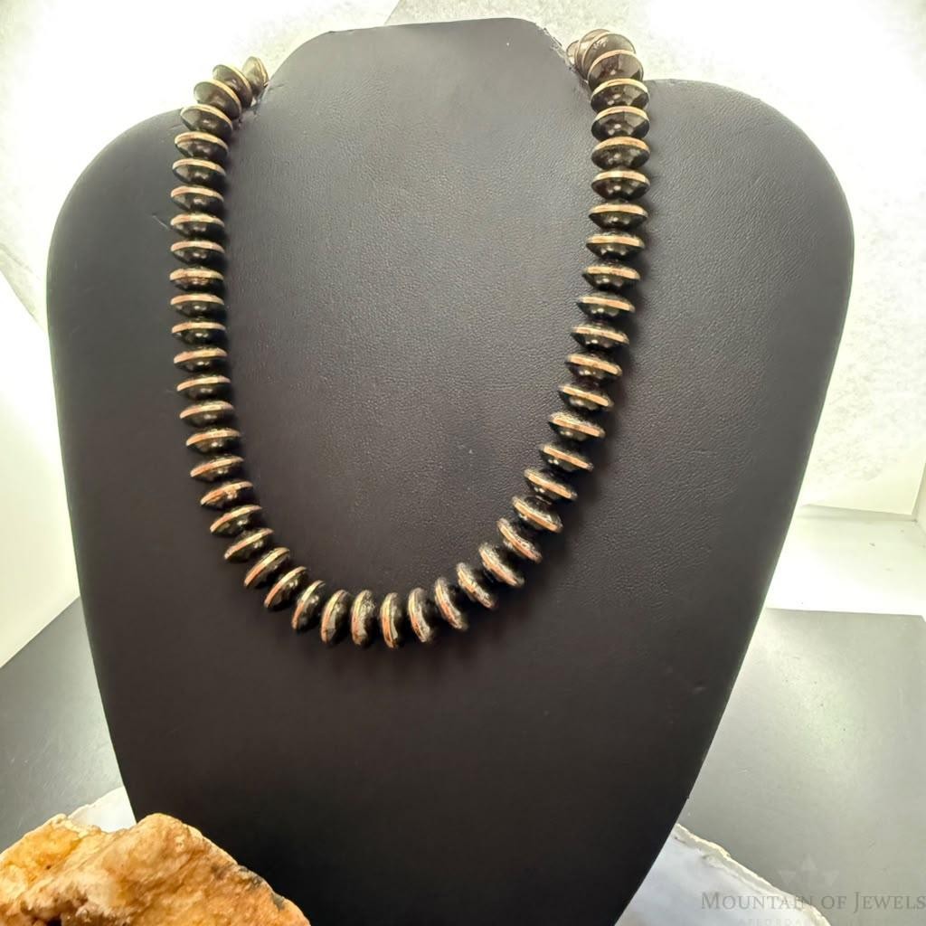 Copper Navajo Pearl Beads Saucer 12 mm Necklace Length 16"-18" For Women