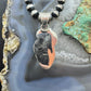 Native American Sterling Silver Oval Orange Spiny Oyster W/Triangular Turquoise Pendant For Women