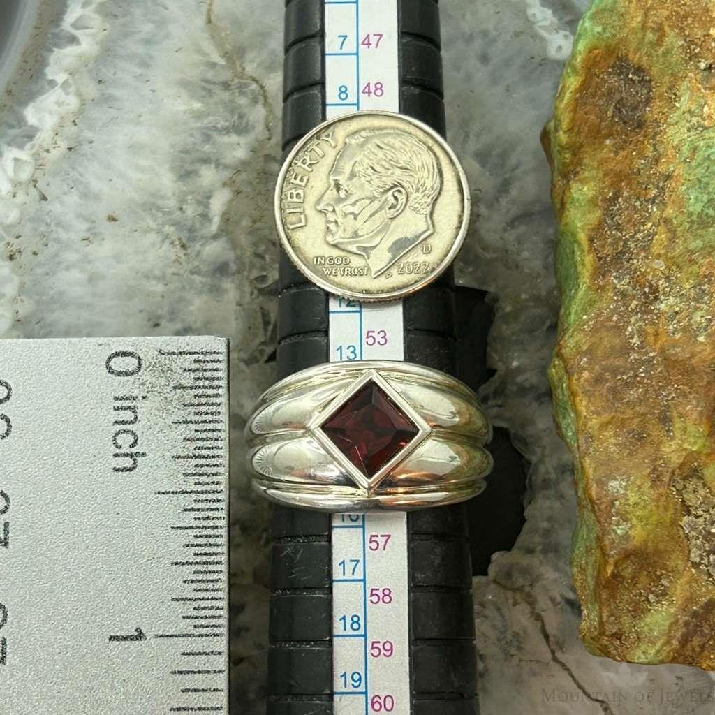 Carolyn Pollack Sterling Silver Faceted Garnet Decorated Ring For Women