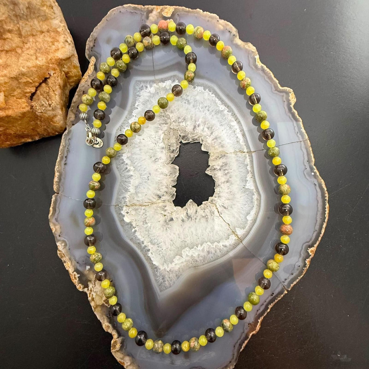 Carolyn Pollack Sterling Silver Smoky Quartz,Serpentine,Prehnite 24" Necklace For Women