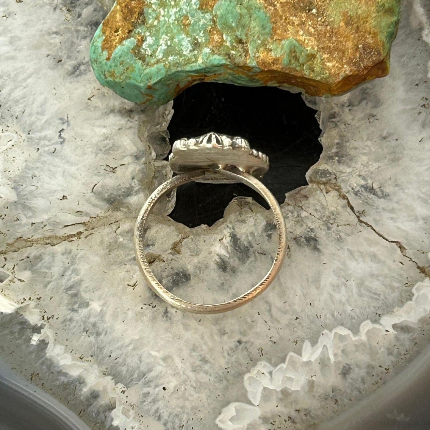 Sterling Silver Southwestern Style Golden Hill Turquoise Adjustable Ring For Women