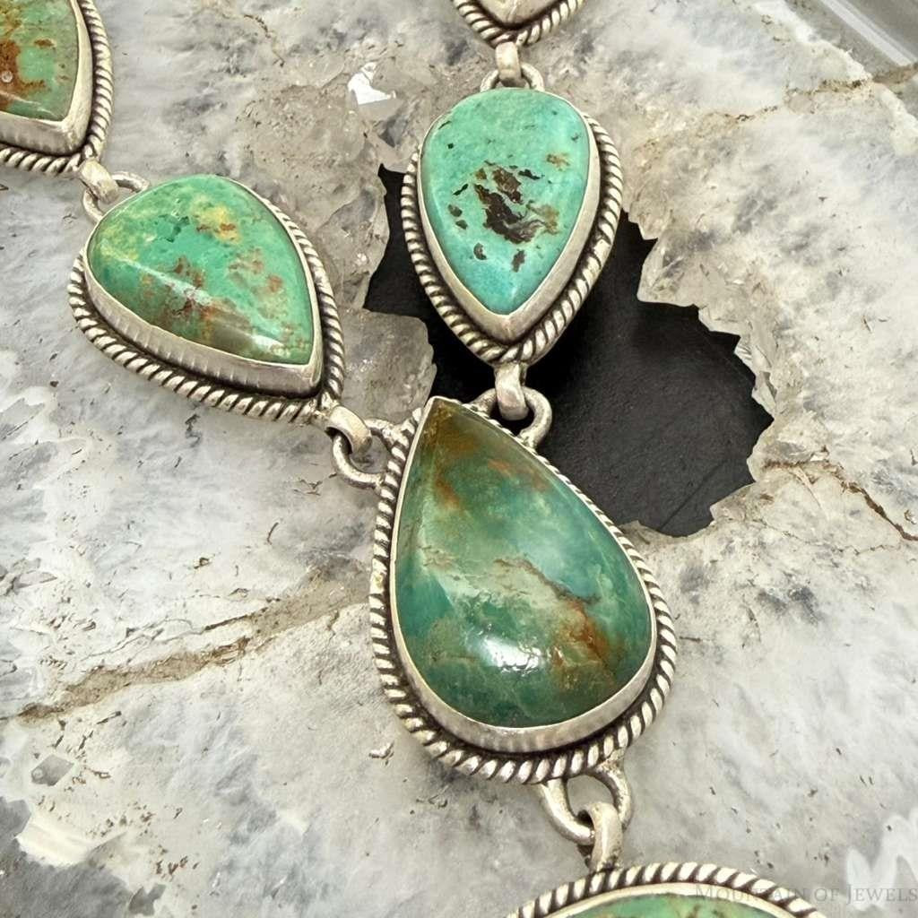 Sterling Silver Southwestern Style Royston Turquoise Lariat 28" Necklace For Women