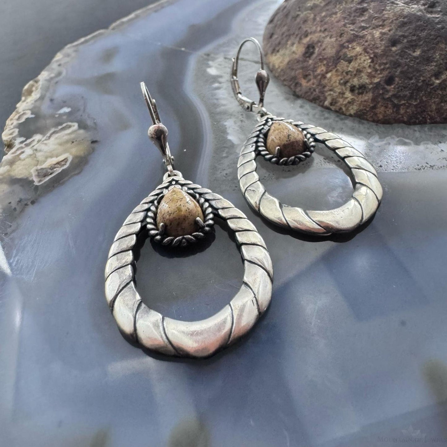 Carolyn Pollack Southwestern Style Sterling Silver Picture Jasper Dangle Earrings For Women