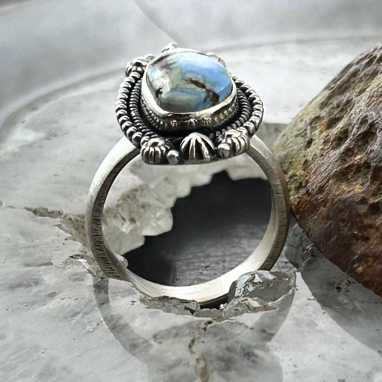 Sterling Silver Southwestern Style Golden Hill Turquoise Adjustable Ring For Women #10