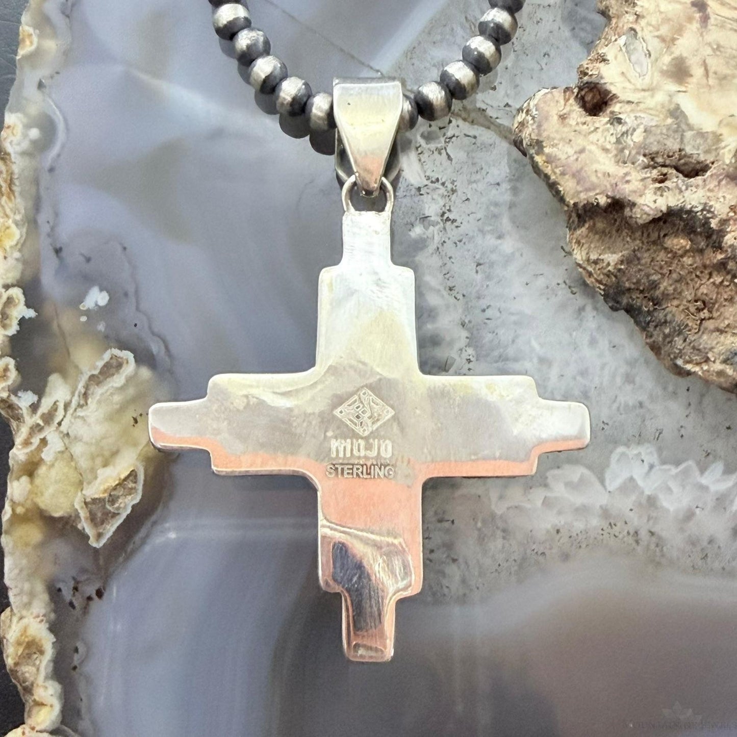 Sterling Silver Southwestern Style Teardrop Turquoise Unisex Zia Pendant