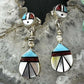 Ola Eriacho Native American Sterling Multistone Inlay Sunface Dangle Earrings For Women #1