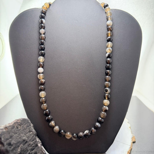 Sterling Silver Southwestern Style 8mm Smoky Quartz Beads 20" Necklace For Women