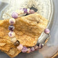 Sterling Silver 8mm Round Amethyst Beads 7" Bracelet For Women