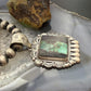 Sterling Silver Southwestern Style Rectangle Blackjack Turquoise Decorated Pendant #1