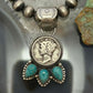 Genuine 1944 90% Silver Mercury Dime Coin Teardrop Mohave Turquoise Unisex Pendant