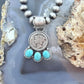 Genuine 1944 90% Silver Mercury Dime Coin w/Oval Turquoise Decorated Unisex Pendant