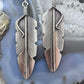 Chris Charley Native American Sterling Silver Large Feather Dangle Earrings For Women