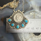 Sterling Silver Southwestern Style 1944 Mercury Dime & Kingman Turquoise Necklace For Women
