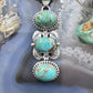 Sterling Silver Southwestern Style 3 Oval Turquoise Decorated Pendant For Women