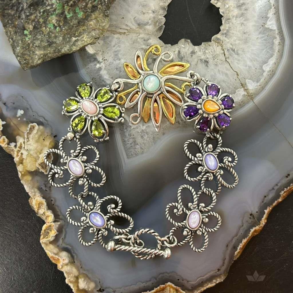 Carolyn Pollack Sterling Silver & Copper, Brass Flower Bracelet For Women