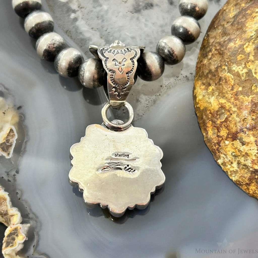 Native American Sterling Silver Pink Conch &Chalcedony Cluster Pendant For Women