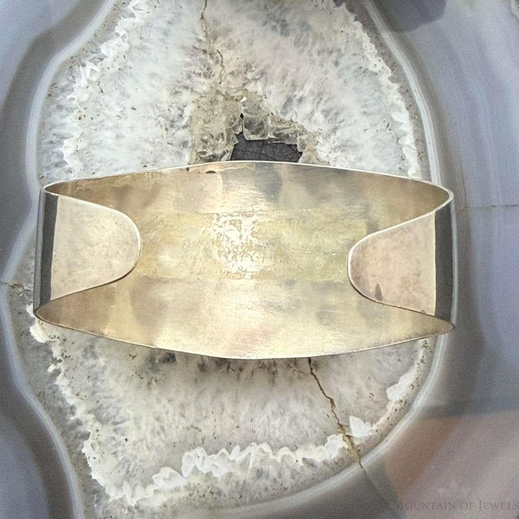 Vintage Lapidaria Barrera Mexico Silver 950 Black Druzy Quartz Cuff For Women