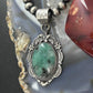 Sterling Silver Southwestern Style Oval Emerald Decorated Pendant For Women
