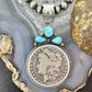 Genuine 1884 90% Morgan Silver Dollar Coin Golden Hill Turquoise Unisex Pendant