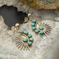 Vintage Native American Silver 6 Petitpoint Turquoise Dangle Earrings For Women