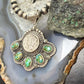Sterling Silver Southwestern Style 1944 Mercury Dime & Sonora Gold Turquoise Pendant