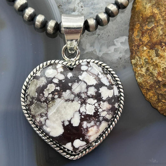 Sterling Silver Southwestern Style Wild Horse Heart Pendant For Women #1