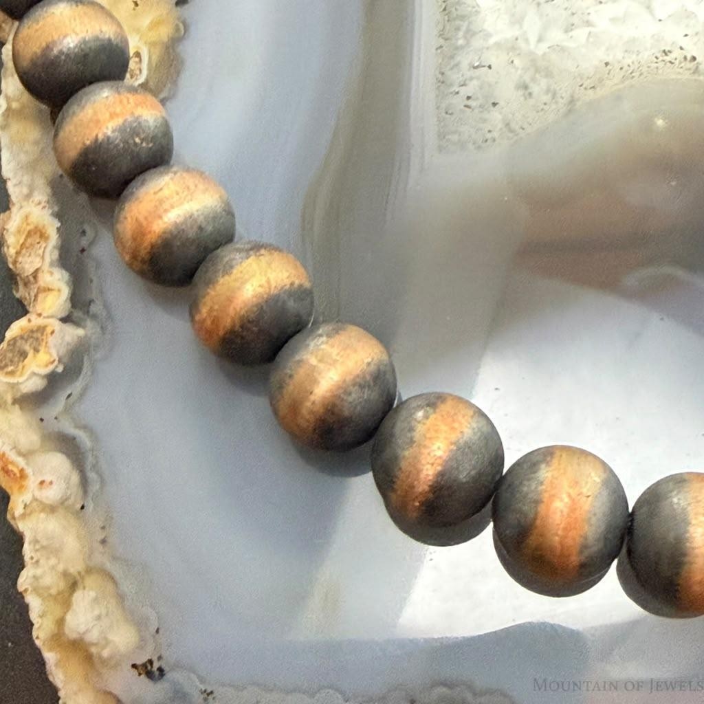 Copper Navajo Pearl Beads 10 mm Necklace Length 18"-20" For Women