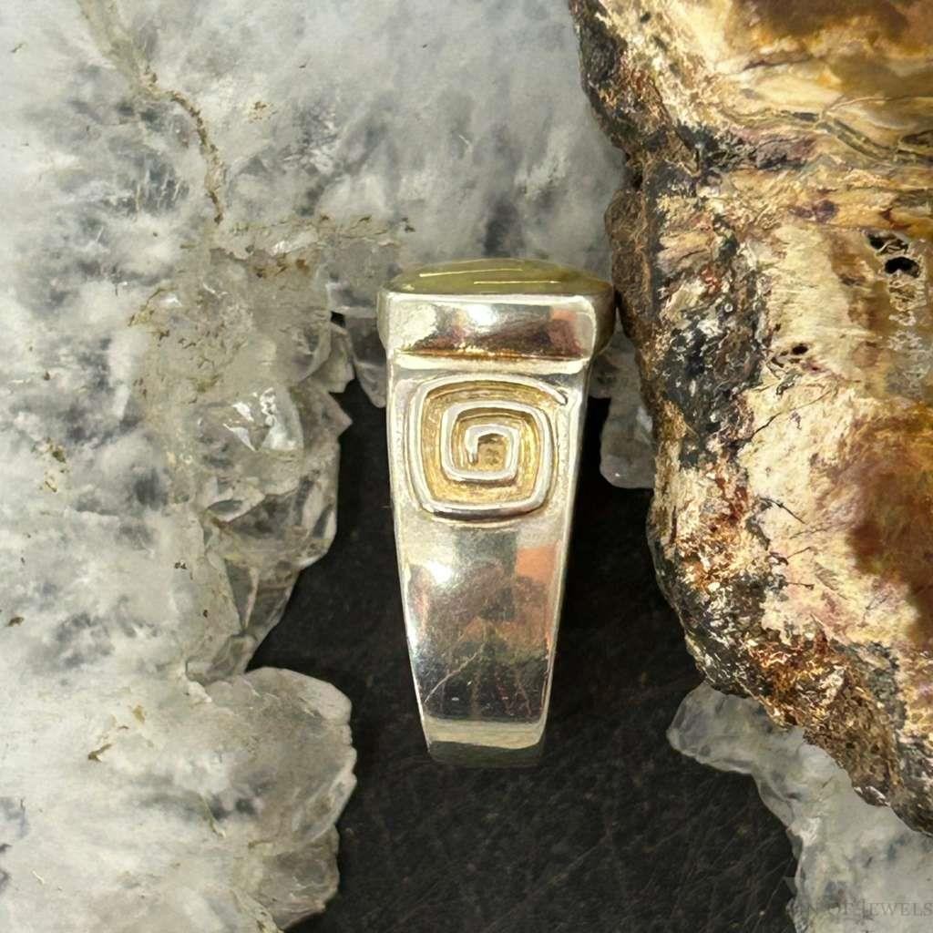 Carolyn Pollack 2-Tone Sterling Chip Green Turquoise Spiral Ring Size 7 For Women