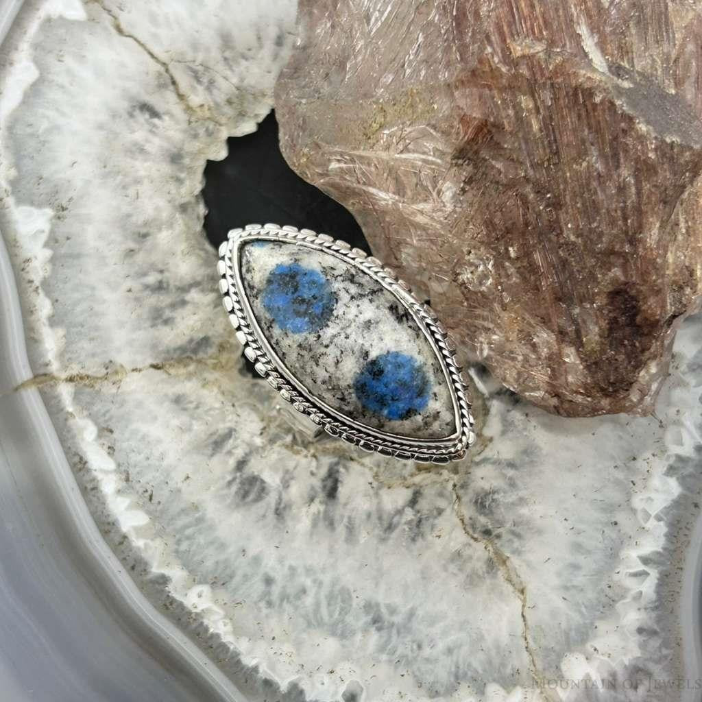 Sterling Silver Southwestern Style Marquise K2 Jasper Ring Size 7 For Women