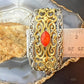 Carolyn Pollack Sterling Silver & Brass Marquise Coral Doublet Swirl Bracelet For Women