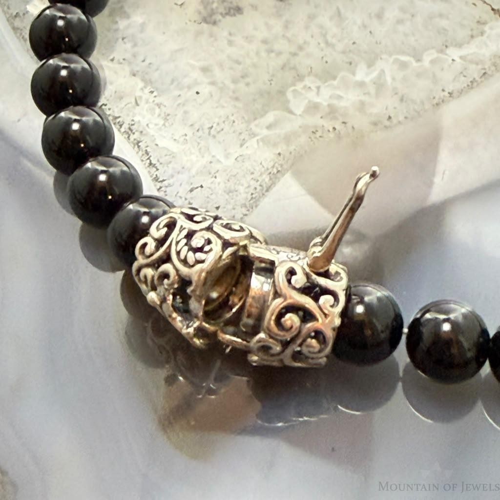 Carolyn Pollack Sterling Silver Swirl Beads & Onyx Beads Magnetic Clasp Necklace For Women