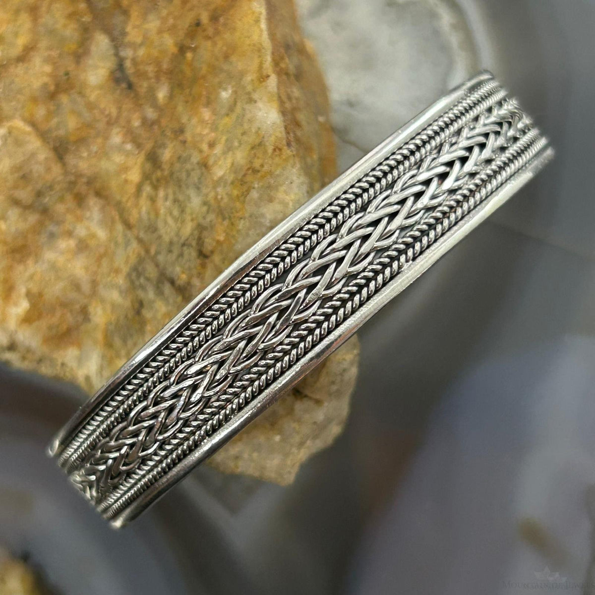 Sterling Silver Flexible & Adjutable Decorated Braided Fashion Bracelet For Women
