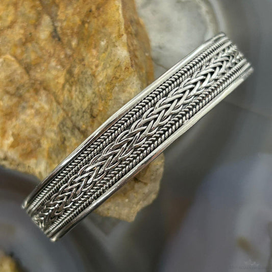 Sterling Silver Flexible & Adjutable Decorated Braided Fashion Bracelet For Women