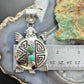 Alonzo Mariano Sterling Silver Overlay Turtle & 2 Turquoise Unisex Pendant #1