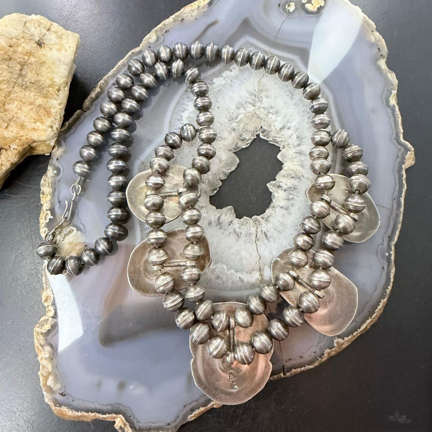 Signed Vintage Native American Sterling Silver Royston Turquoise Necklace For Women