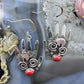 Alex Sanchez Sterling Silver Ancestors Hand Petroglyph w/Coral Dangle Earrings For Women #1