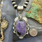 Sterling Silver Southwestern Style Oval Charoite Decorated Pendant For Women