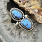 Sterling  Silver Southwestern Style Teardrop Double Golden Hill Turquoise Ring Size 9.75 For Women