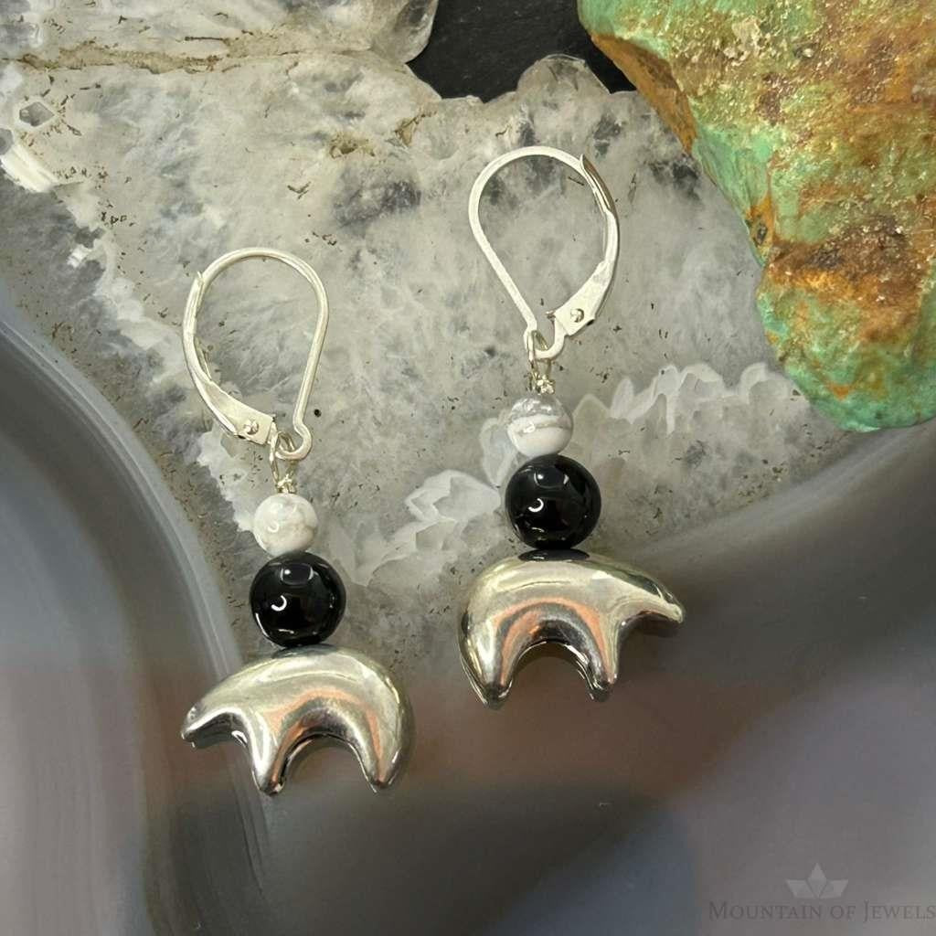 Carolyn Pollack Sterling Silver Fetish Bear w/Beads Dangle Earrings For Women