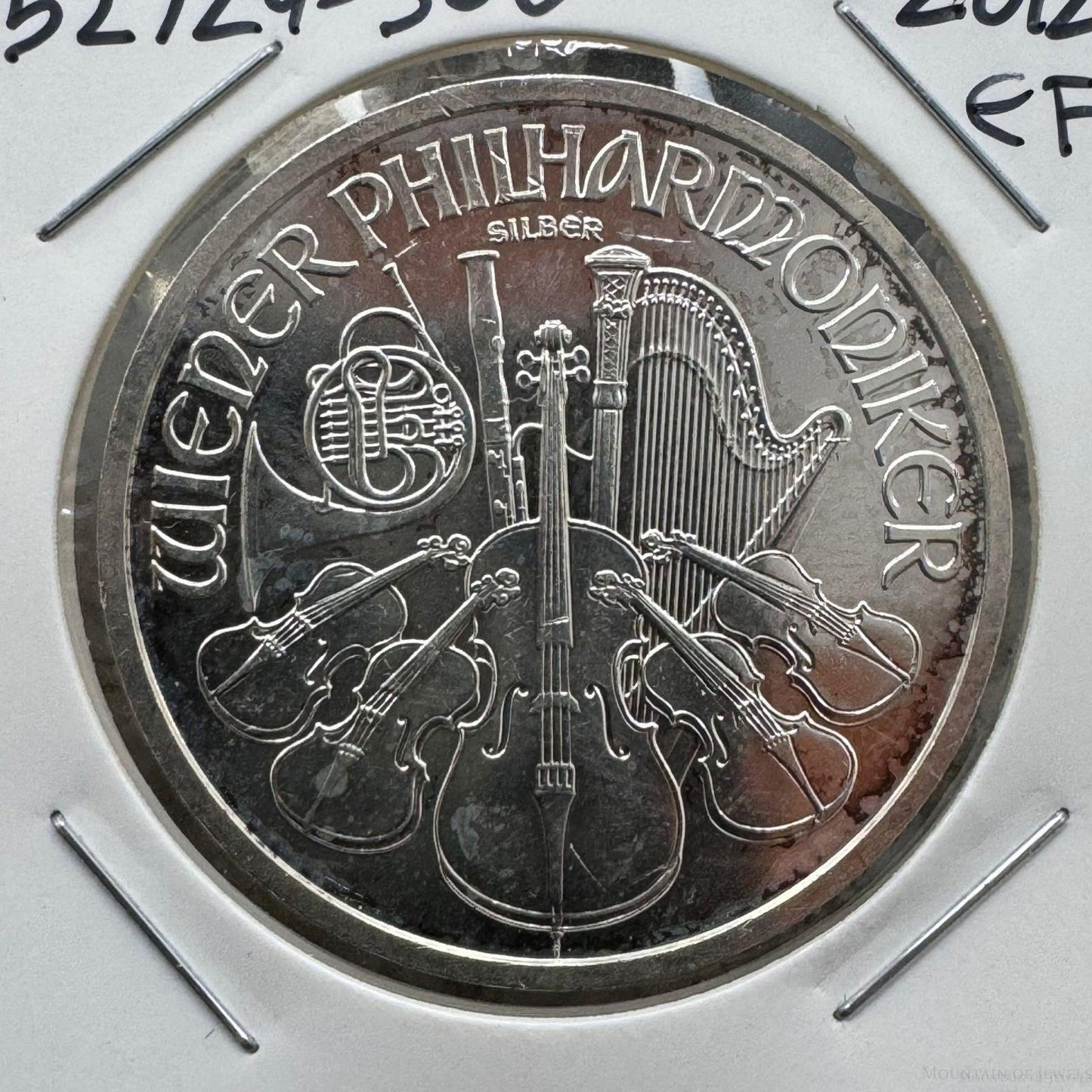 2012 Austria 1.0 Troy Ounce Pure Silver Vienna Philharmonic Round EF #52724-3OO