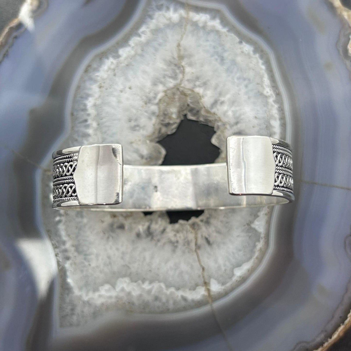 Sterling Silver Flexible & Adjustable Woven RopeFashion Bracelet For Women