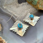 Michael Nez Navajo Sterling Silver Turquoise Pueblo Life Dangle Earrings For Women