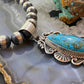 Mary Ann Spencer Sterling Silver Elongated Kingman Turquoise Decorated Pendant