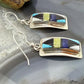 Sheryl Edaakie Zuni Sterling Silver  Multistone Inlay Rectangle Dangle Earrings For Women #2