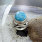 Native American Sterling Silver Oval Kingman Turquoise Shield Ring Size 11.25 For Men