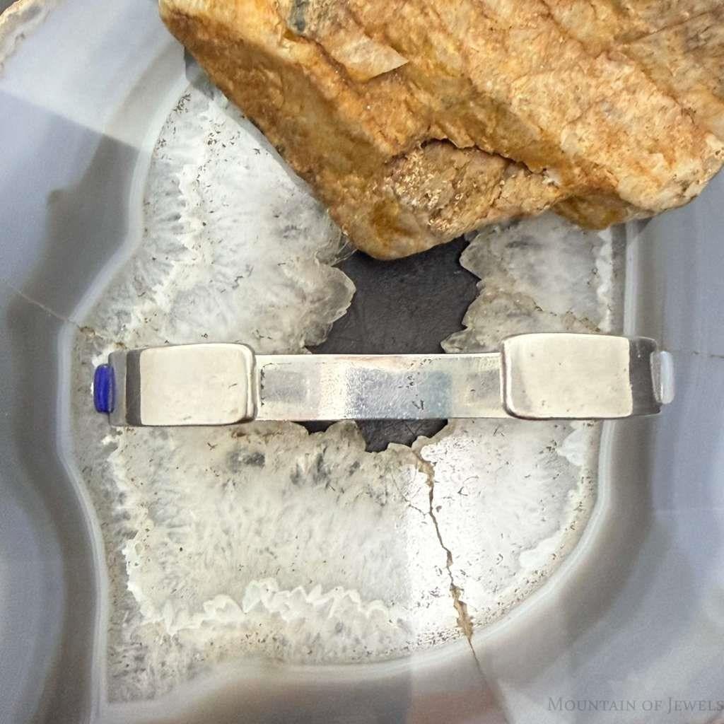 Vintage Native American Sterling Silver Multi Stone Inlay Bracelet For Women
