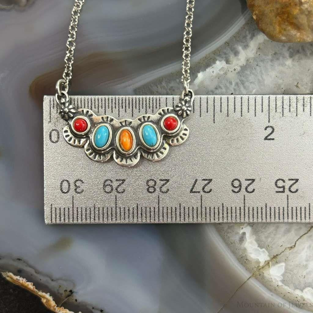 Carolyn Pollack Sterling Silver Multi Stone Pendant Necklace For Women