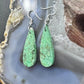 Sterling Silver Elongated Teardrop River Jasper Slab Dangle Earrings For Women #231