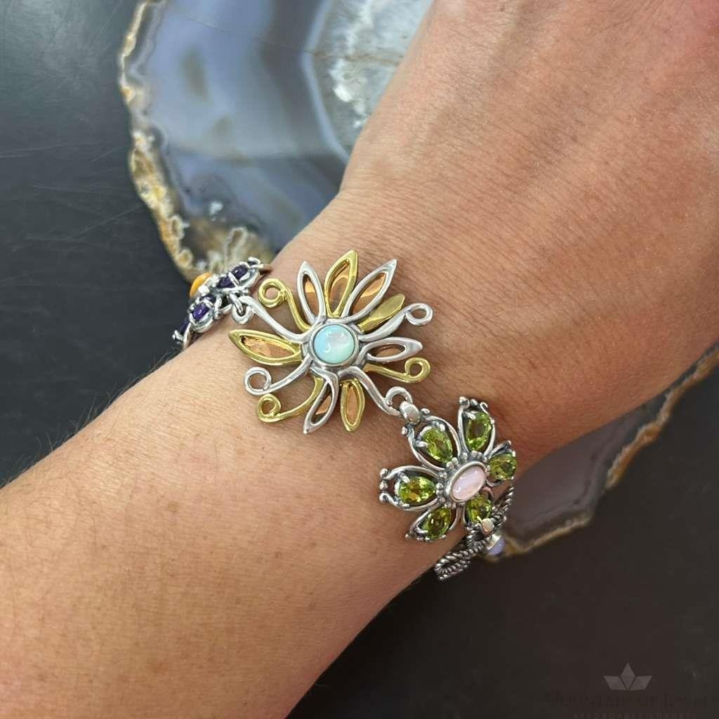 Carolyn Pollack Sterling Silver & Copper, Brass Flower Bracelet For Women