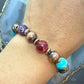Southwestern Style 10mm Copper Navajo Pearl & 10mm Sediment Jasper Stretch Bracelet For Women